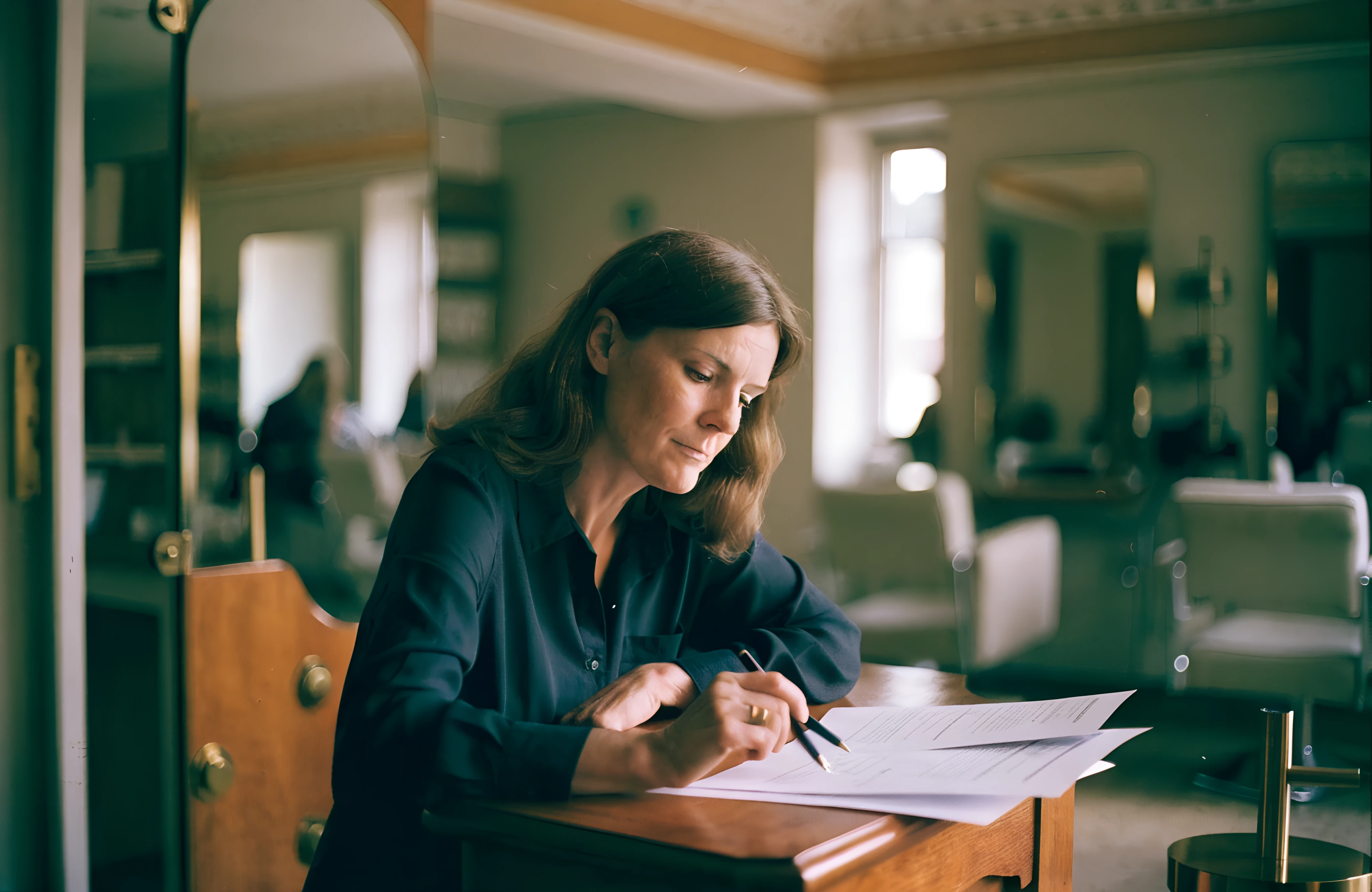 Salon owner comparing proposals to decide on freelancer vs agency web design for her small business